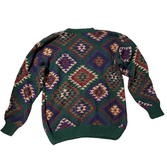 WOOLRICH Vintage90s Chunky Hand Knitted Southwestern Sweater Green Size L - Picture 3 of 5
